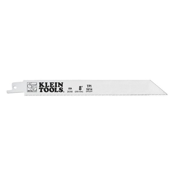 Klein Tools 8" L x Metal, Wood Cutting Saw Blades, Reciprocating, 10/14 TPI, 8", PK5 31741